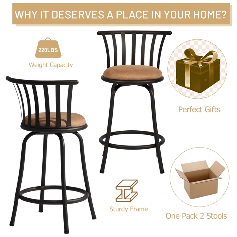 Pemberly Row Set of 3 Velvet Swivel 24in Counter Round Barstools
