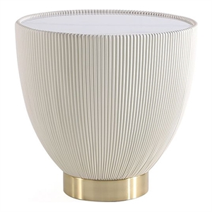 Pemberly Row Contemporary End Table 2.0 with Steel Frame in Cream