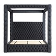 Pemberly Row Velvet Canopy King Bed with Speaker and USB Connection in Black