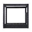 Pemberly Row Velvet Canopy King Bed with Speaker and USB Connection in Black