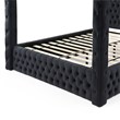 Pemberly Row Velvet Canopy King Bed with Speaker and USB Connection in Black