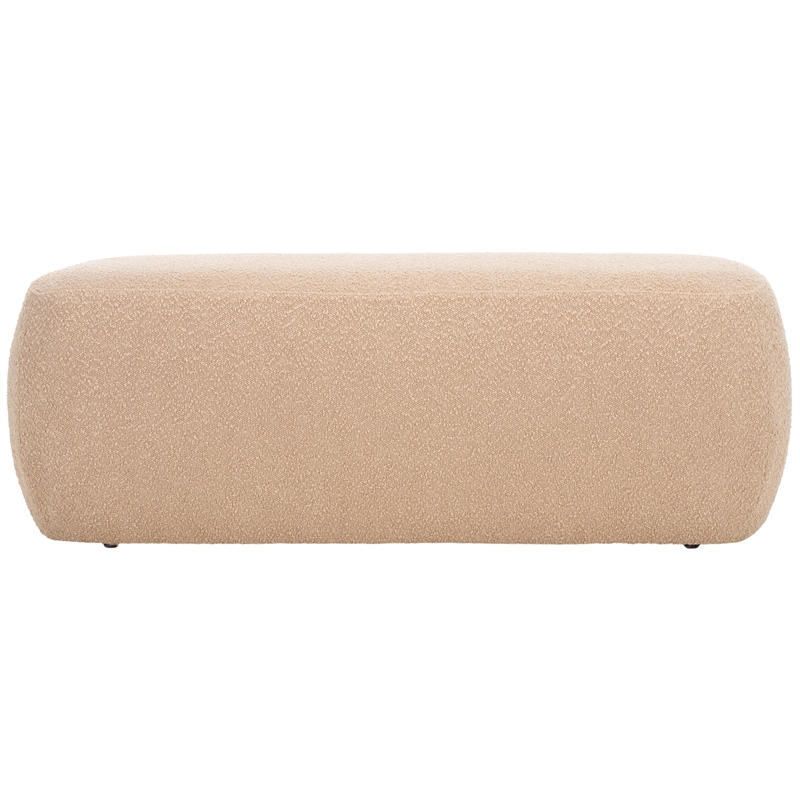 Pemberly Row Modern / Contemporary Pine and Polyester Ottoman in Tan