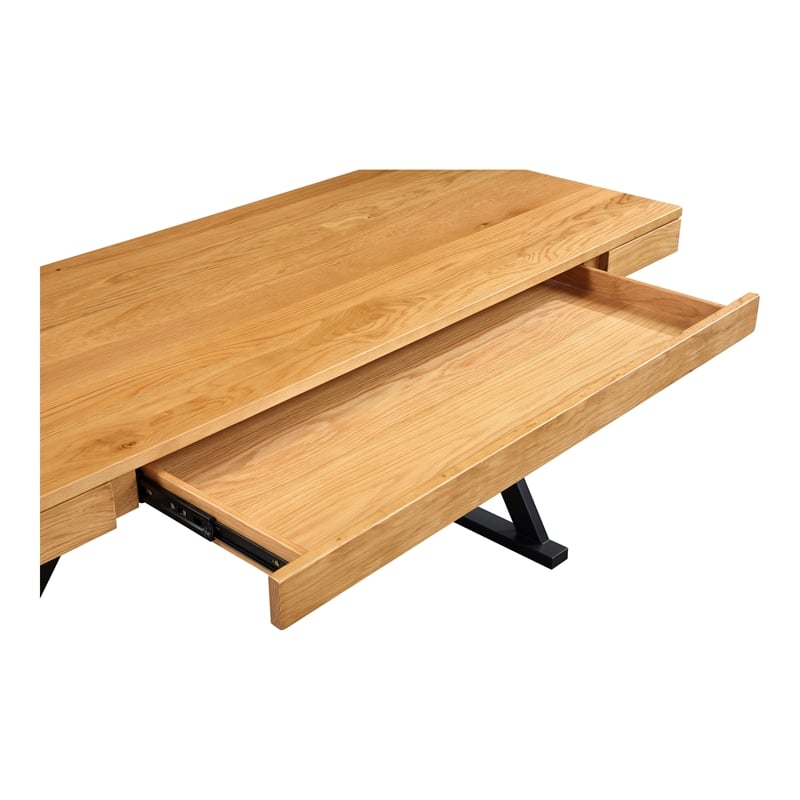 Pemberly Row Modern / Contemporary Wood Desk in Natural Finish