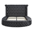Pemberly Row Upholstered Queen Round Storage Bed in Black Color
