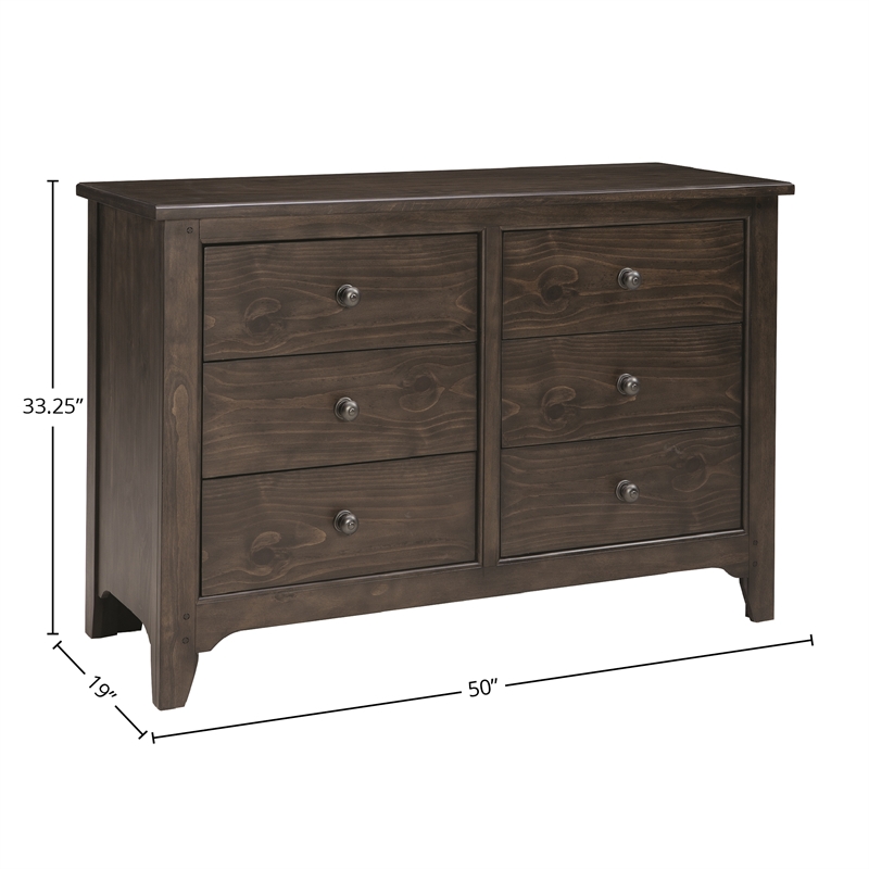 Pemberly Row Modern / Contemporary 6-Drawer Dresser River Rock