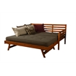 Pemberly Row Boho Wood Daybed/Pop Up in Barbados Brown with Linen Mattresses