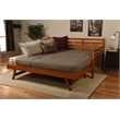 Pemberly Row Boho Wood Daybed/Pop Up in Barbados Brown with Linen Mattresses