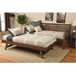 Pemberly Row Boho Wood Daybed/Pop Up Bed in Walnut Brown with Black Mattresses