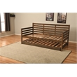 Pemberly Row Boho Wood Daybed/Pop Up Bed in Walnut Brown with Black Mattresses