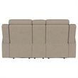 Pemberly Row Faux Leather Upholstered Motion Reclining Loveseat in Taupe