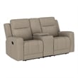 Pemberly Row Faux Leather Upholstered Motion Reclining Loveseat in Taupe
