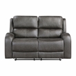 Pemberly Row Modern Microfiber Double Reclining Love Seat in Gray