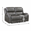Pemberly Row Modern Microfiber Double Reclining Love Seat in Gray