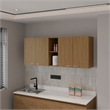 Pemberly Row Wall Cabinet kitchen in Melamine with 4 Doors Natural Oak