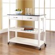 Pemberly Row 2 Drawer Black Granite Top Kitchen Cart in White