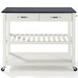 Pemberly Row 2 Drawer Black Granite Top Kitchen Cart in White