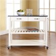 Pemberly Row 2 Drawer Black Granite Top Kitchen Cart in White