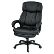 Pemberly Row Oversized Faux Black Leather Executive Chair with Padded Loop Arms