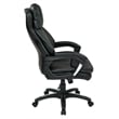 Pemberly Row Oversized Faux Black Leather Executive Chair with Padded Loop Arms