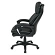 Pemberly Row Oversized Faux Black Leather Executive Chair with Padded Loop Arms