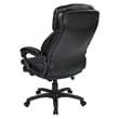 Pemberly Row Oversized Faux Black Leather Executive Chair with Padded Loop Arms