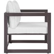 Pemberly Row Modern Aluminum Outdoor Armchair in Brown/White
