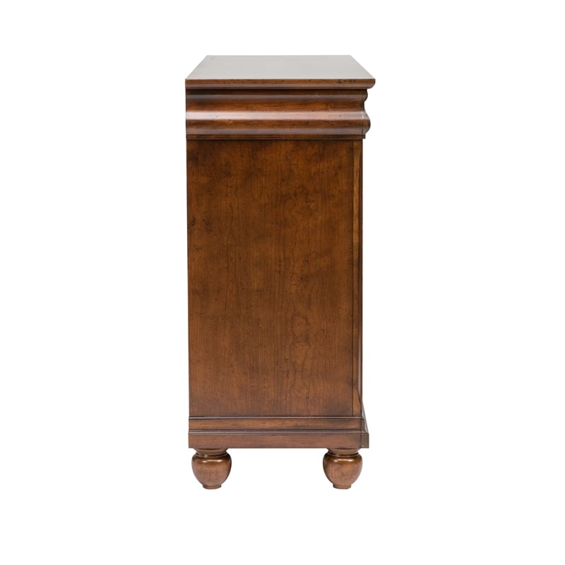 Pemberly Row Modern / Contemporary Wood Cherry Dresser & Mirror