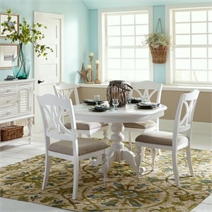 Pemberly Row Modern / Contemporary White 5 Piece Pedestal Table Set