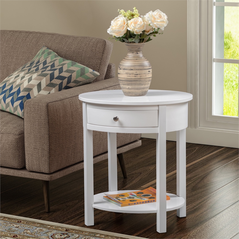 Pemberly Row Modern / Contemporary End Table in White Wood Finish