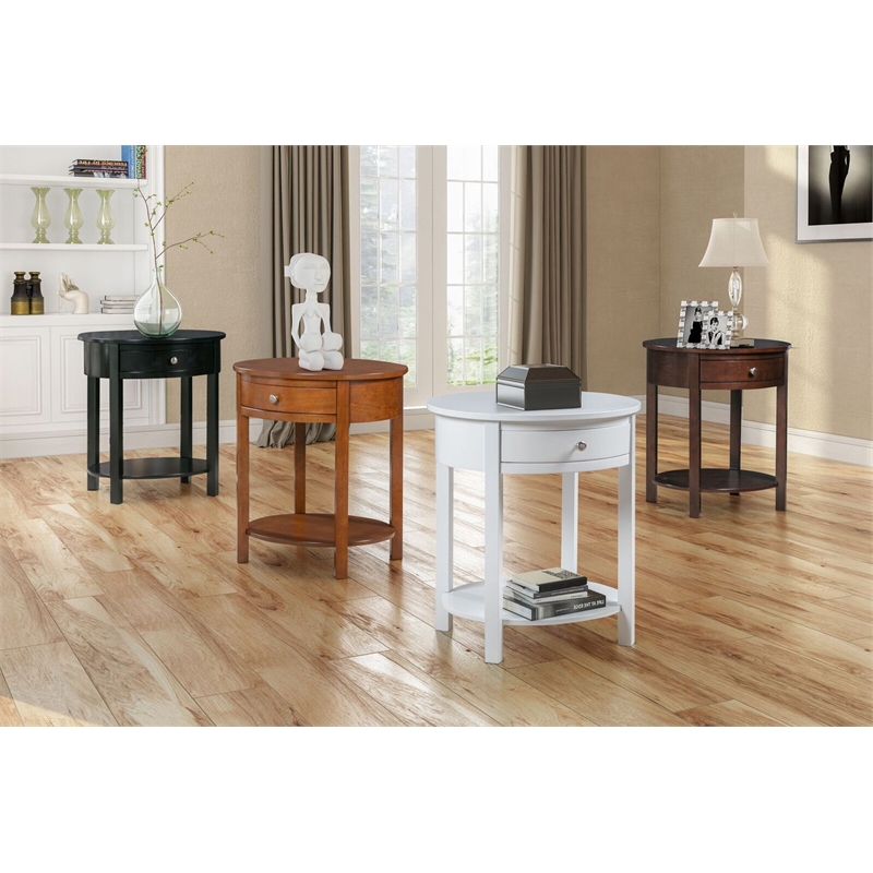Pemberly Row Modern / Contemporary End Table in White Wood Finish