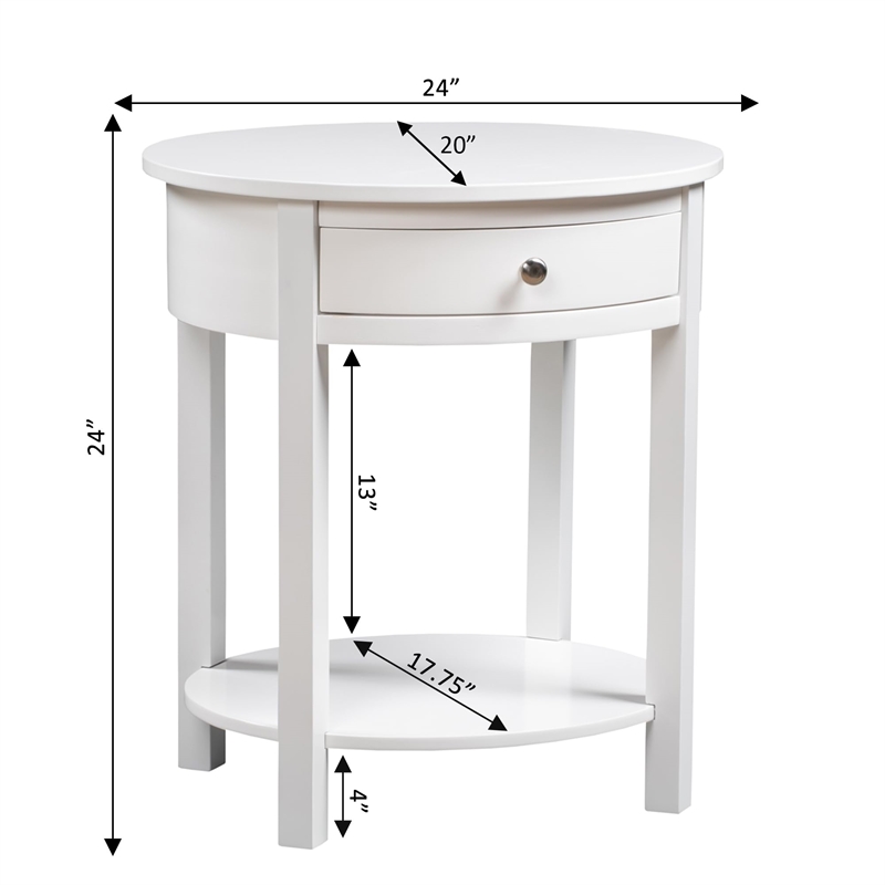 Pemberly Row Modern / Contemporary End Table in White Wood Finish