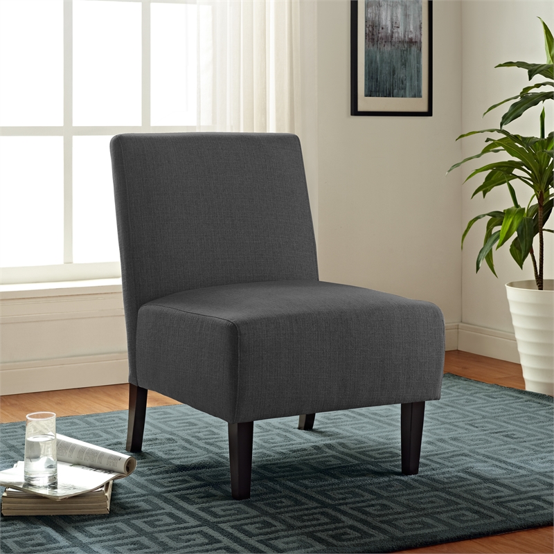 Pemberly Row Modern / Contemporary Padded Seat Accent Chair in Charcoal