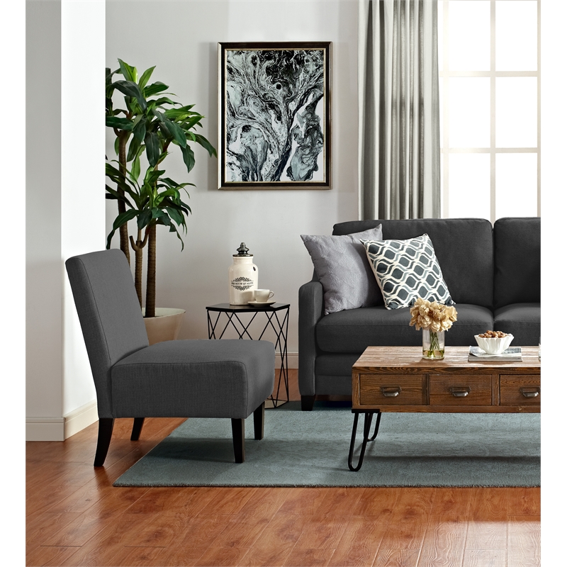 Pemberly Row Modern / Contemporary Padded Seat Accent Chair in Charcoal