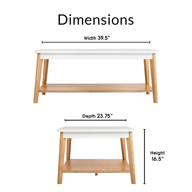 Pemberly Row Modern Universal Coffee Table Modern Oak and White
