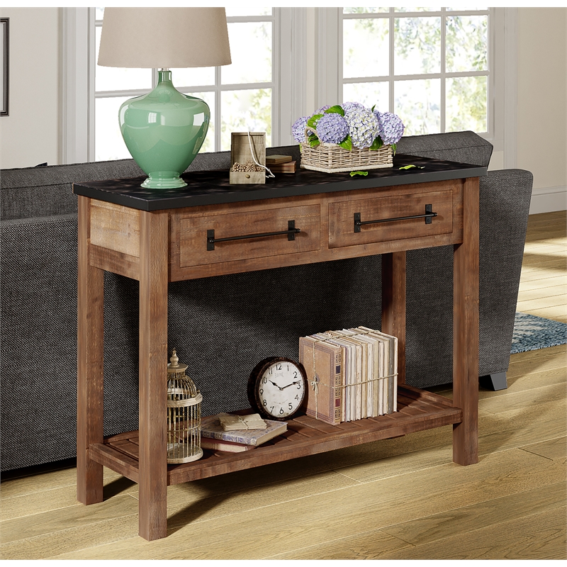 Pemberly Row Modern / Contemporary Wood Console Table in Brown