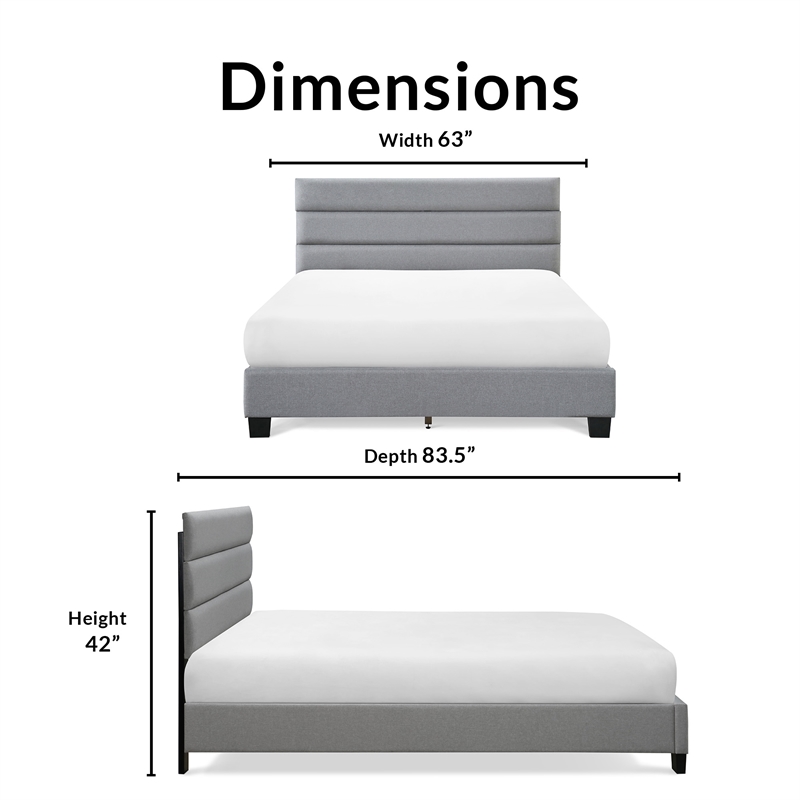 Pemberly Row Modern / Contemporary Upholstered Bed Queen Gray