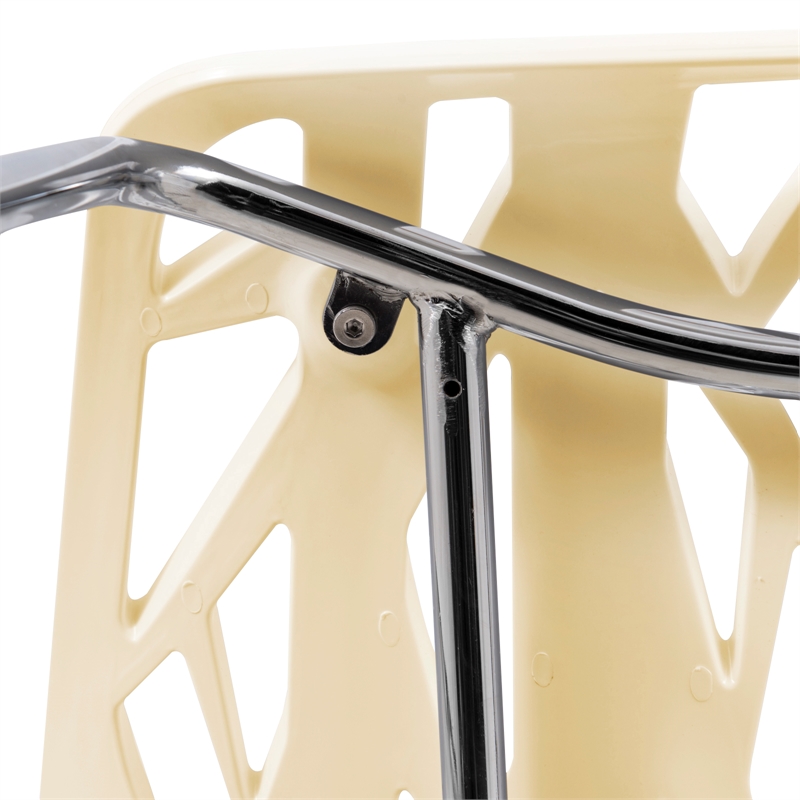 Pemberly Row Modern Dining Side Chair With Chromed Legs in Cream Set of 4