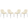 Pemberly Row Modern Dining Side Chair With Chromed Legs in Cream Set of 4