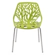 Pemberly Row Modern Dining Side Chair With Chromed Legs in Green Set of 4