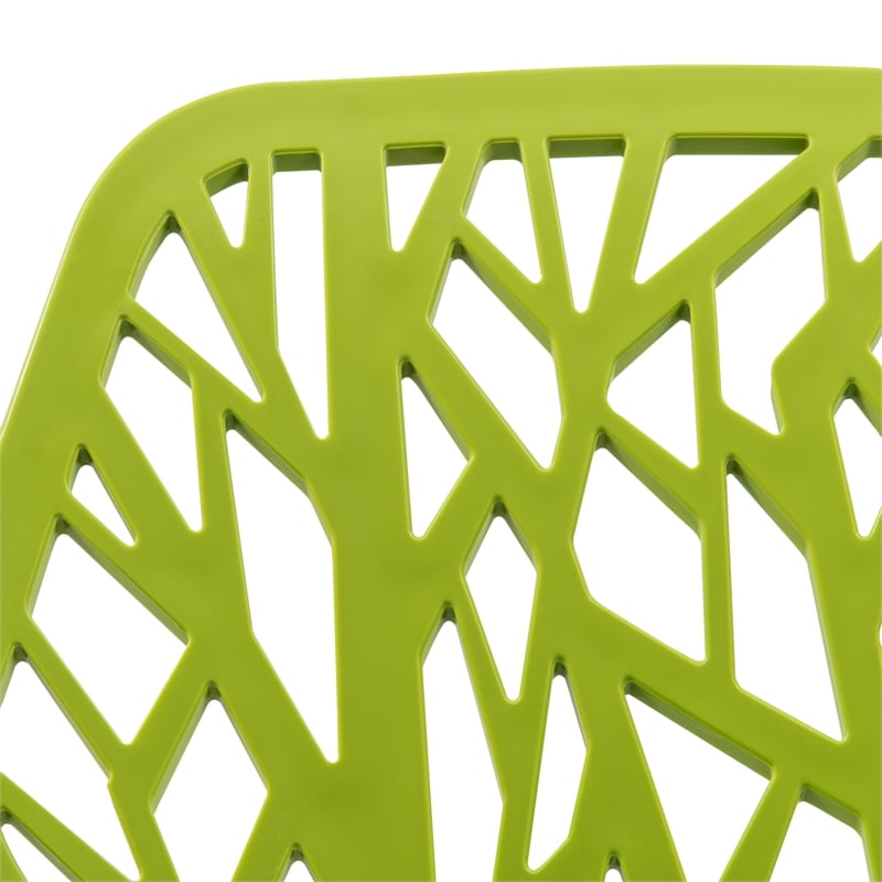 Pemberly Row Modern Dining Side Chair With Chromed Legs in Green Set of 4