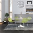Pemberly Row Modern Dining Side Chair With Chromed Legs in Green Set of 4