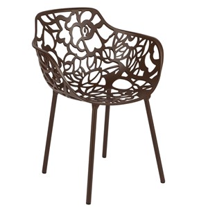 Pemberly Row Modern Indoor Outdoor Aluminum Dining Armchair Brown