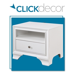 Pemberly Row Contemporary 1 Drawer Nightstand with USB White