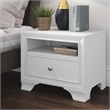 Pemberly Row Contemporary 1 Drawer Nightstand with USB White