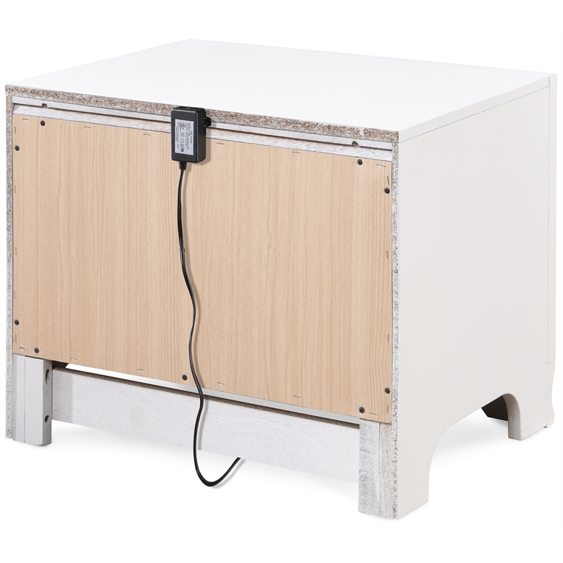 Pemberly Row Contemporary 1 Drawer Nightstand with USB White