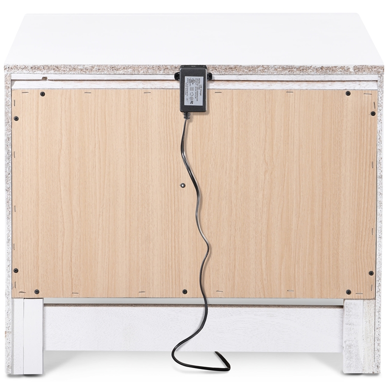 Pemberly Row Contemporary 1 Drawer Nightstand with USB White