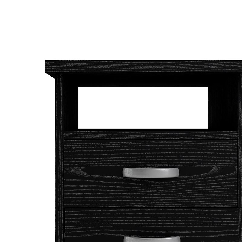 Pemberly Row Contemporary Desk with 5 Drawers in Black Woodgrain