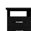Pemberly Row Contemporary Desk with 5 Drawers in Black Woodgrain