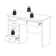 Pemberly Row Contemporary Desk with 5 Drawers in Black Woodgrain