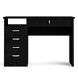 Pemberly Row Contemporary Desk with 5 Drawers in Black Woodgrain